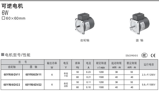 可逆电机6W 60x60mm